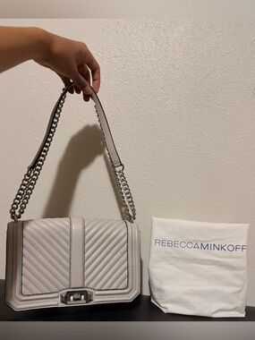 Rebecca Minkoff Love Small Chevron Quilted Leather Crossbody W/ Silver Hardware